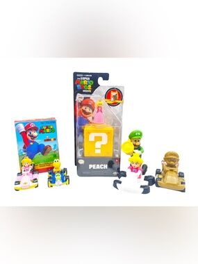 Super Mario Bros Toy Bundle NIB Peach Luigi Karts Nintendo Lot